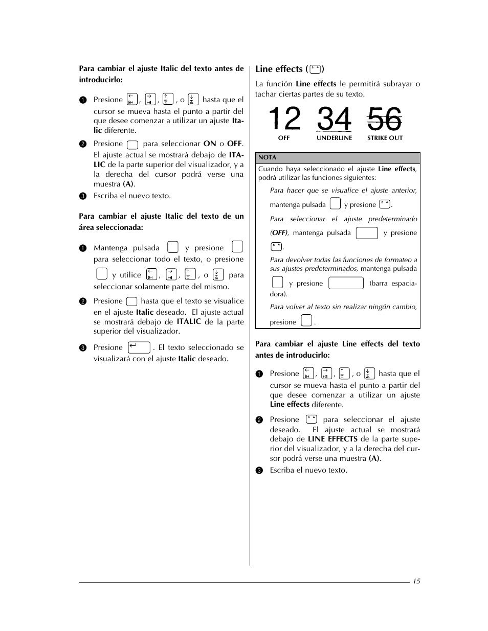 Line effects ( ) | Brother PT-9400 User Manual | Page 124 / 150