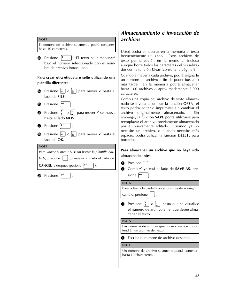 Almacenamiento e invocación de archivos, Almacenamiento e invocación de, Archivos | Brother PT-9400 User Manual | Page 134 / 150