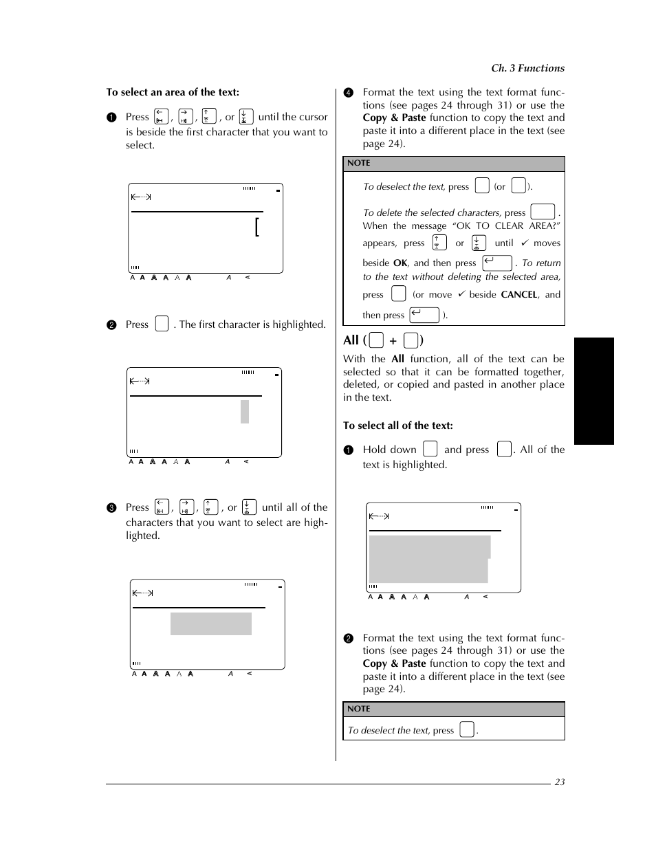 N ➩ p. 23, Margin:wide auto 5.3" helsi, Ch. 3 functions | Brother PT-9400 User Manual | Page 30 / 150
