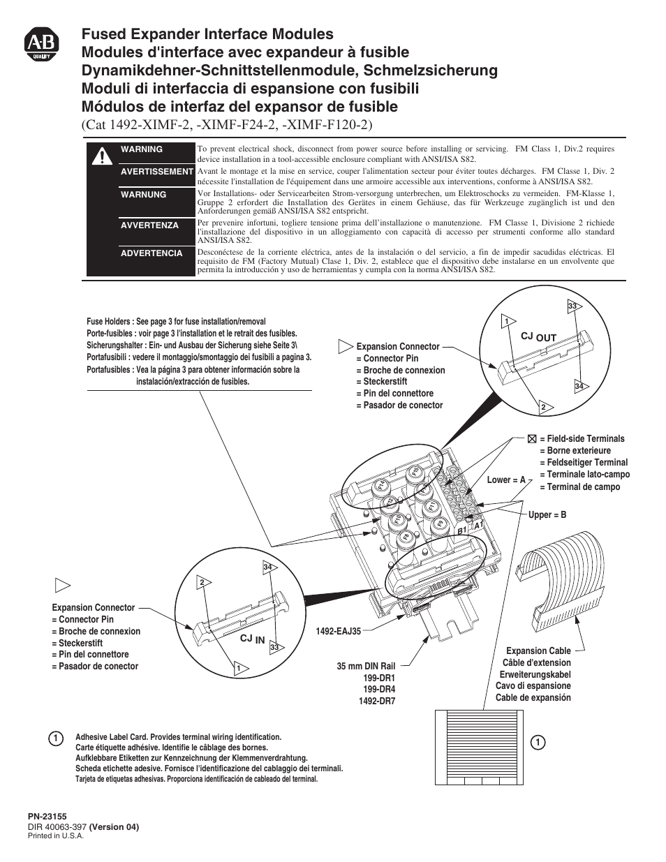 Rockwell Automation 1492-XIMF-xxx Fused Expander Interface Modules User Manual | 4 pages
