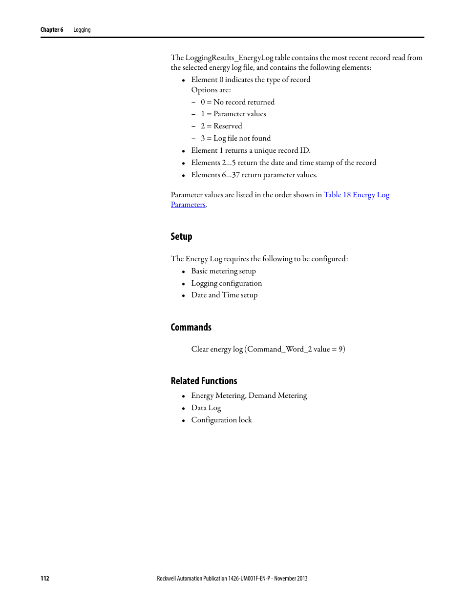 Setup, Commands, Related functions | Rockwell Automation 1426 PowerMonitor 5000 Unit User Manual | Page 112 / 396