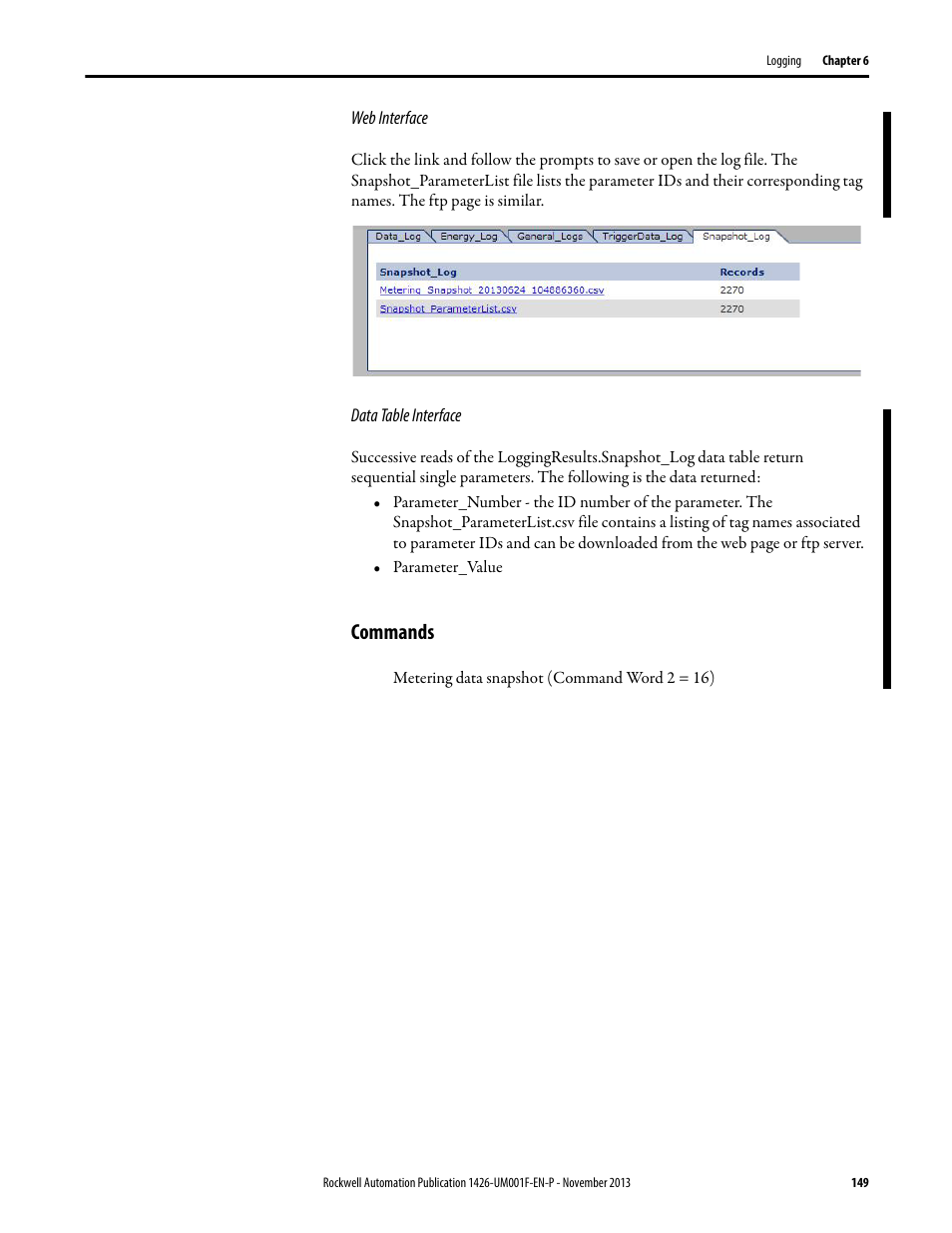 Commands | Rockwell Automation 1426 PowerMonitor 5000 Unit User Manual | Page 149 / 396