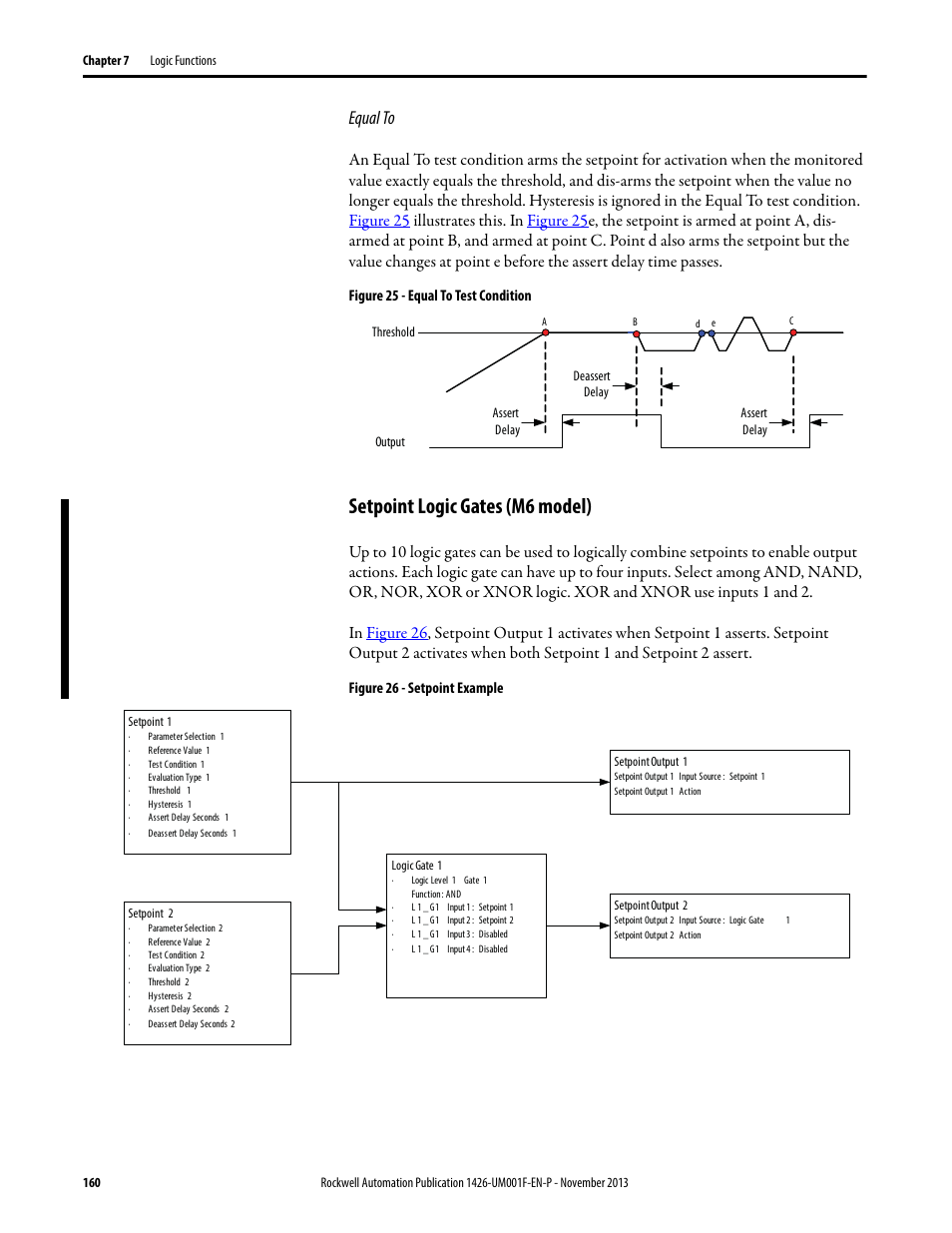 Setpoint logic gates (m6 model), Equal to | Rockwell Automation 1426 PowerMonitor 5000 Unit User Manual | Page 160 / 396