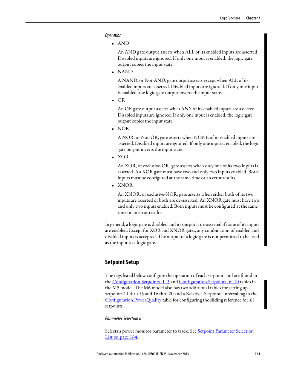 Setpoint setup | Rockwell Automation 1426 PowerMonitor 5000 Unit User Manual | Page 161 / 396