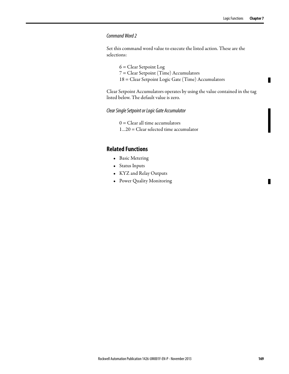 Related functions | Rockwell Automation 1426 PowerMonitor 5000 Unit User Manual | Page 169 / 396