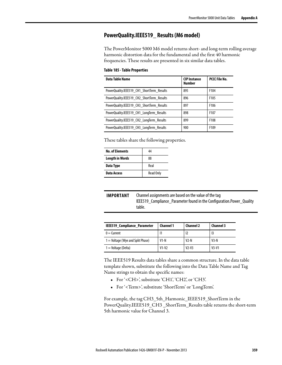 Powerquality.ieee519_ results (m6 model) | Rockwell Automation 1426 PowerMonitor 5000 Unit User Manual | Page 359 / 396