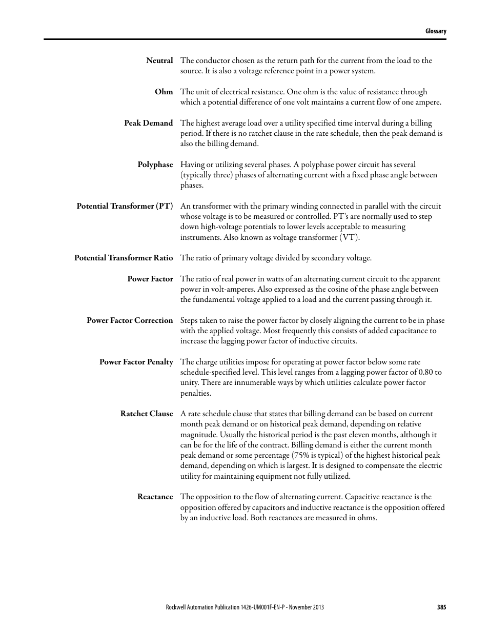 Rockwell Automation 1426 PowerMonitor 5000 Unit User Manual | Page 385 / 396