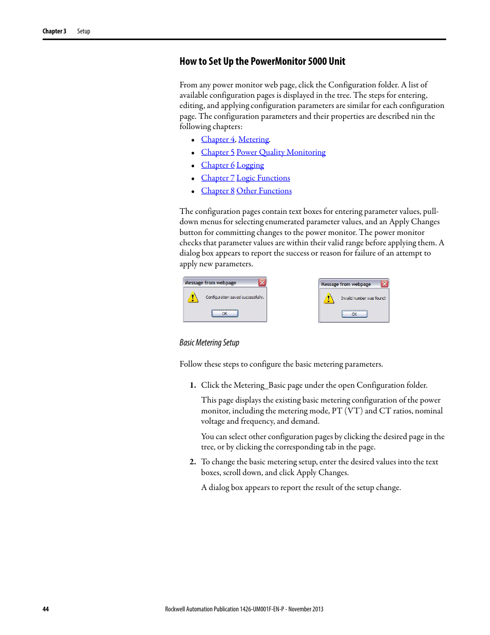 How to set up the powermonitor 5000 unit | Rockwell Automation 1426 PowerMonitor 5000 Unit User Manual | Page 44 / 396