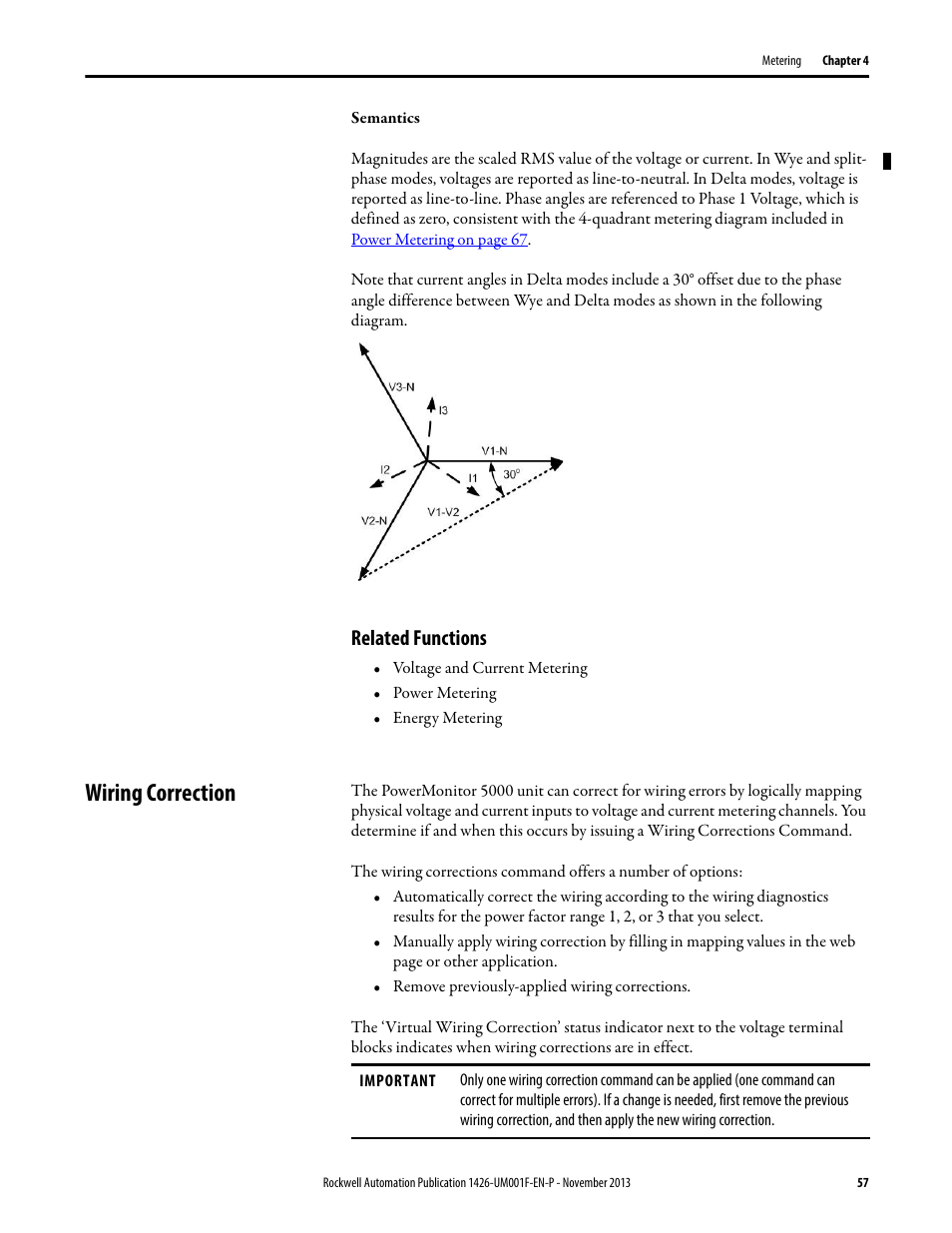 Related functions, Wiring correction | Rockwell Automation 1426 PowerMonitor 5000 Unit User Manual | Page 57 / 396