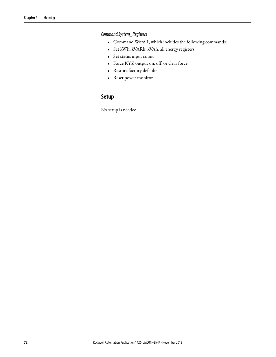 Setup | Rockwell Automation 1426 PowerMonitor 5000 Unit User Manual | Page 72 / 396