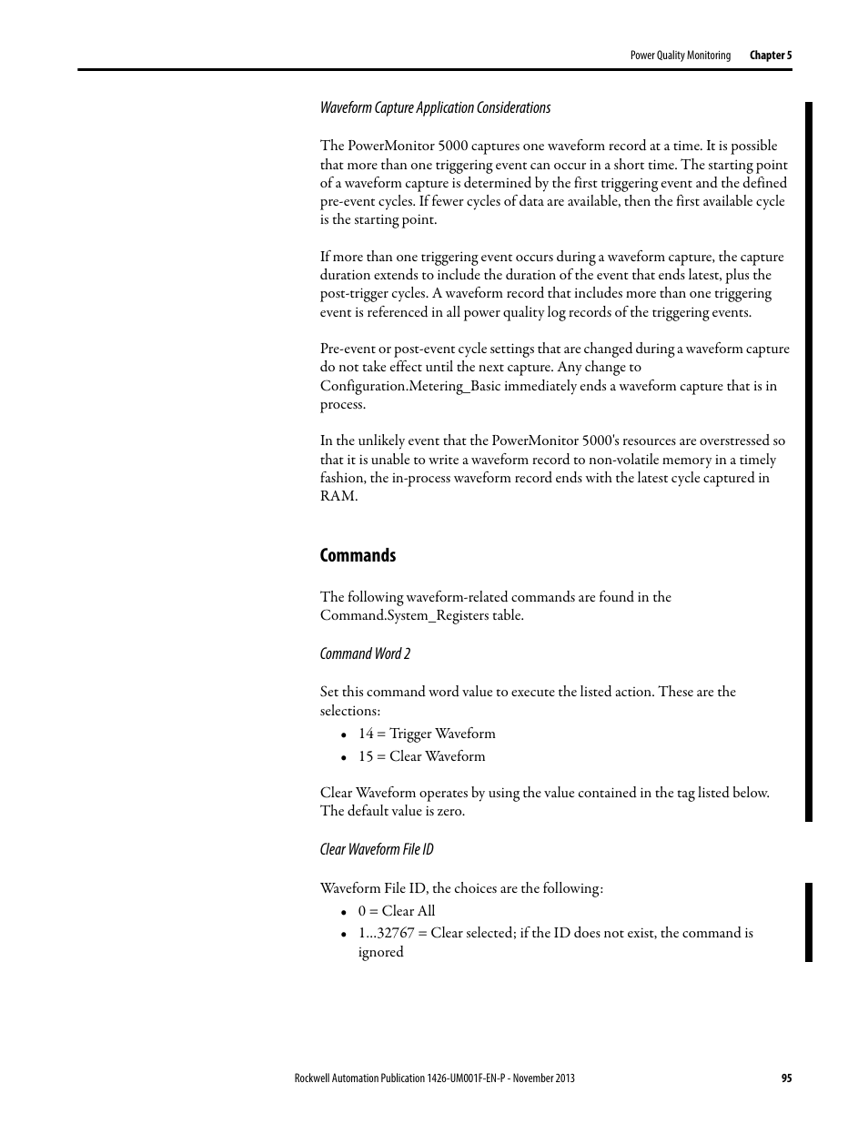 Commands | Rockwell Automation 1426 PowerMonitor 5000 Unit User Manual | Page 95 / 396