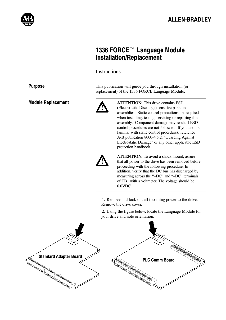 Rockwell Automation 1336T FORCE Language Module Replacement User Manual | 13 pages