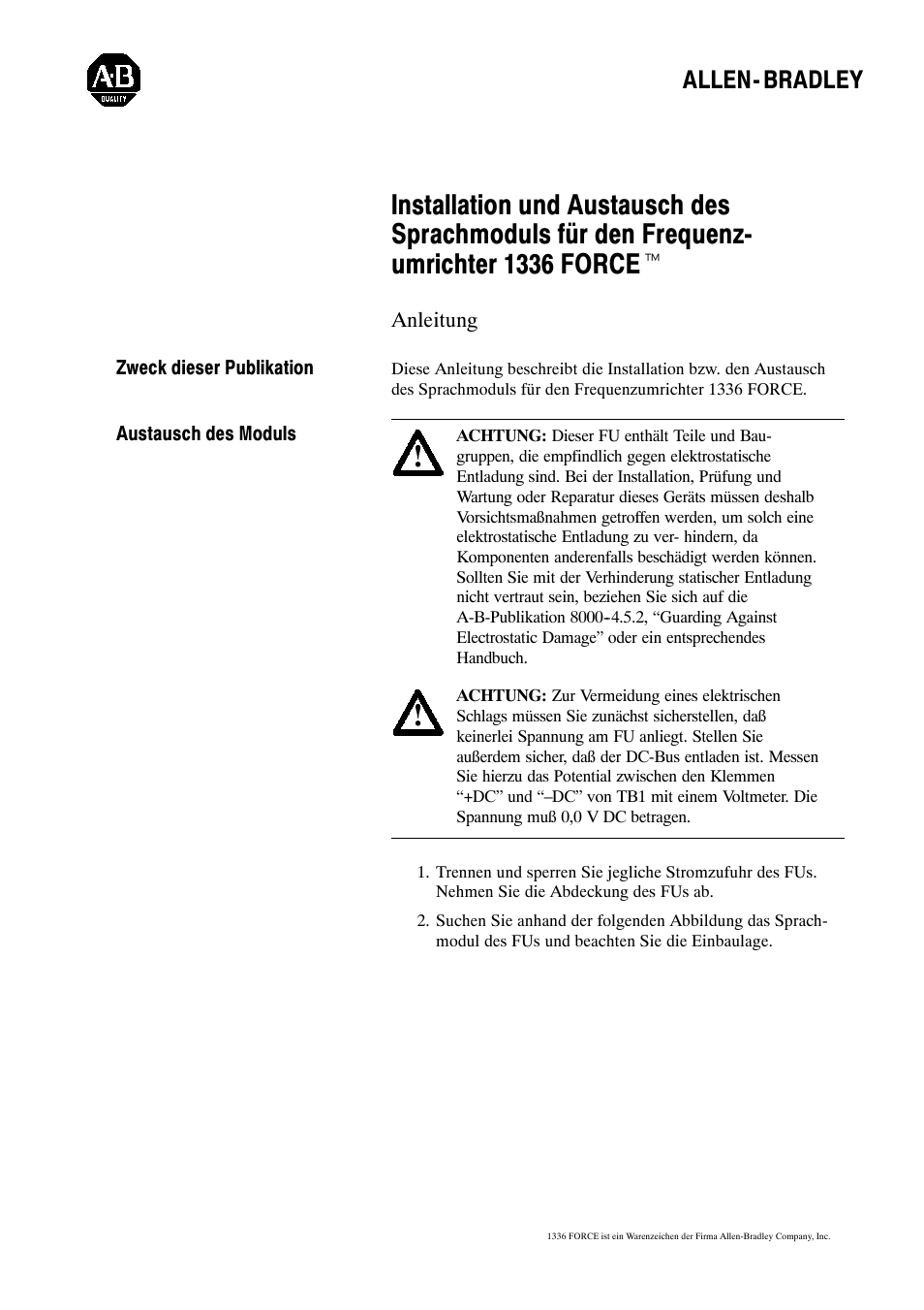 Allen- bradley | Rockwell Automation 1336T FORCE Language Module Replacement User Manual | Page 10 / 13