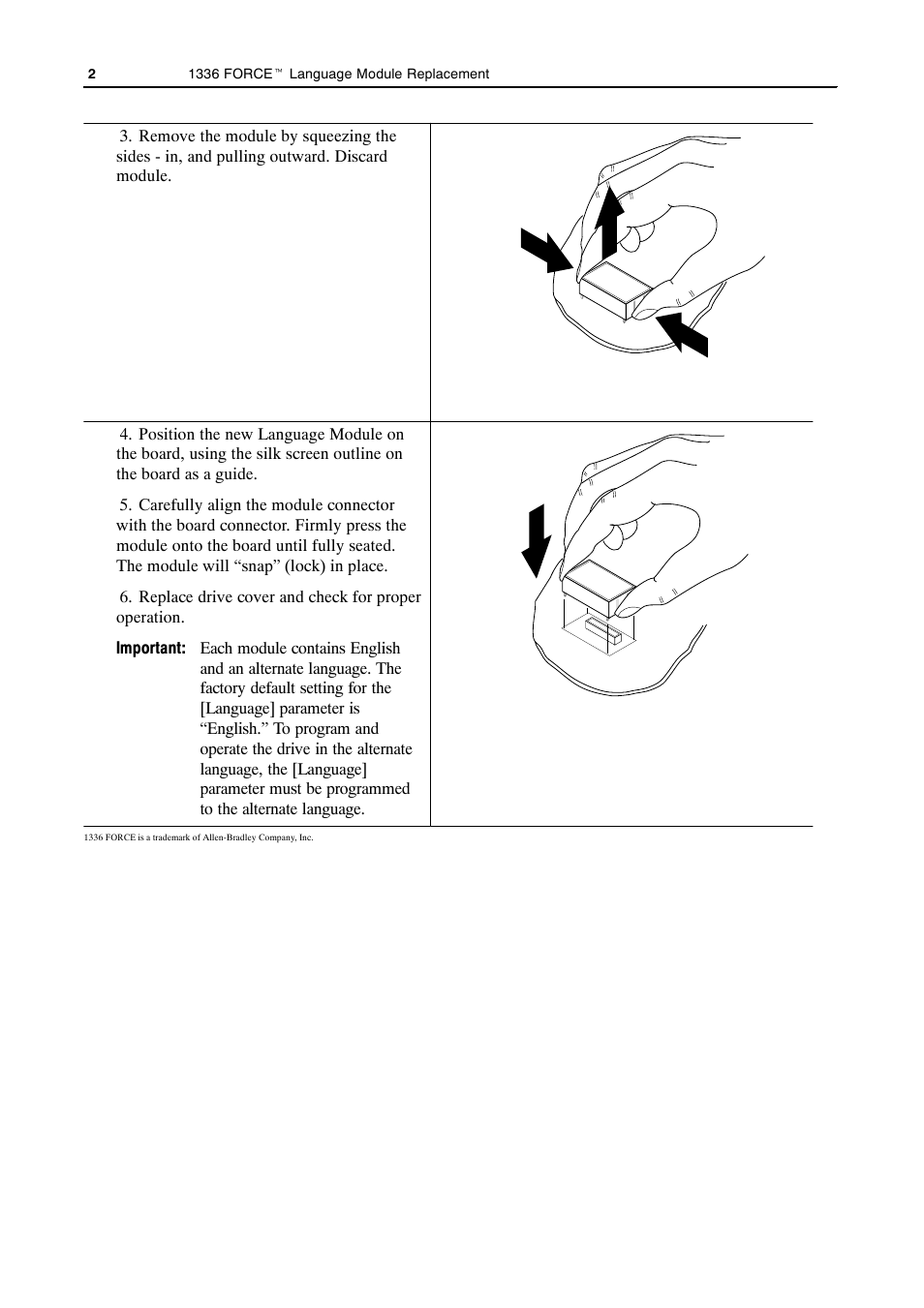 Rockwell Automation 1336T FORCE Language Module Replacement User Manual | Page 2 / 13