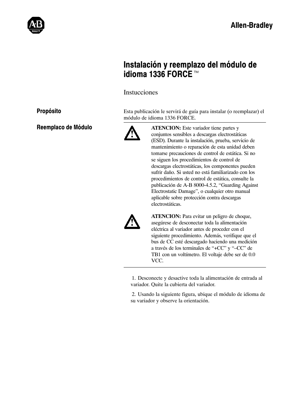 Allen-bradley | Rockwell Automation 1336T FORCE Language Module Replacement User Manual | Page 5 / 13