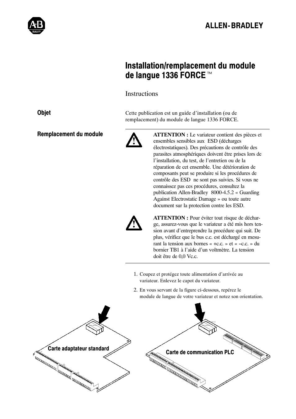 Allen- bradley, Instructions | Rockwell Automation 1336T FORCE Language Module Replacement User Manual | Page 8 / 13