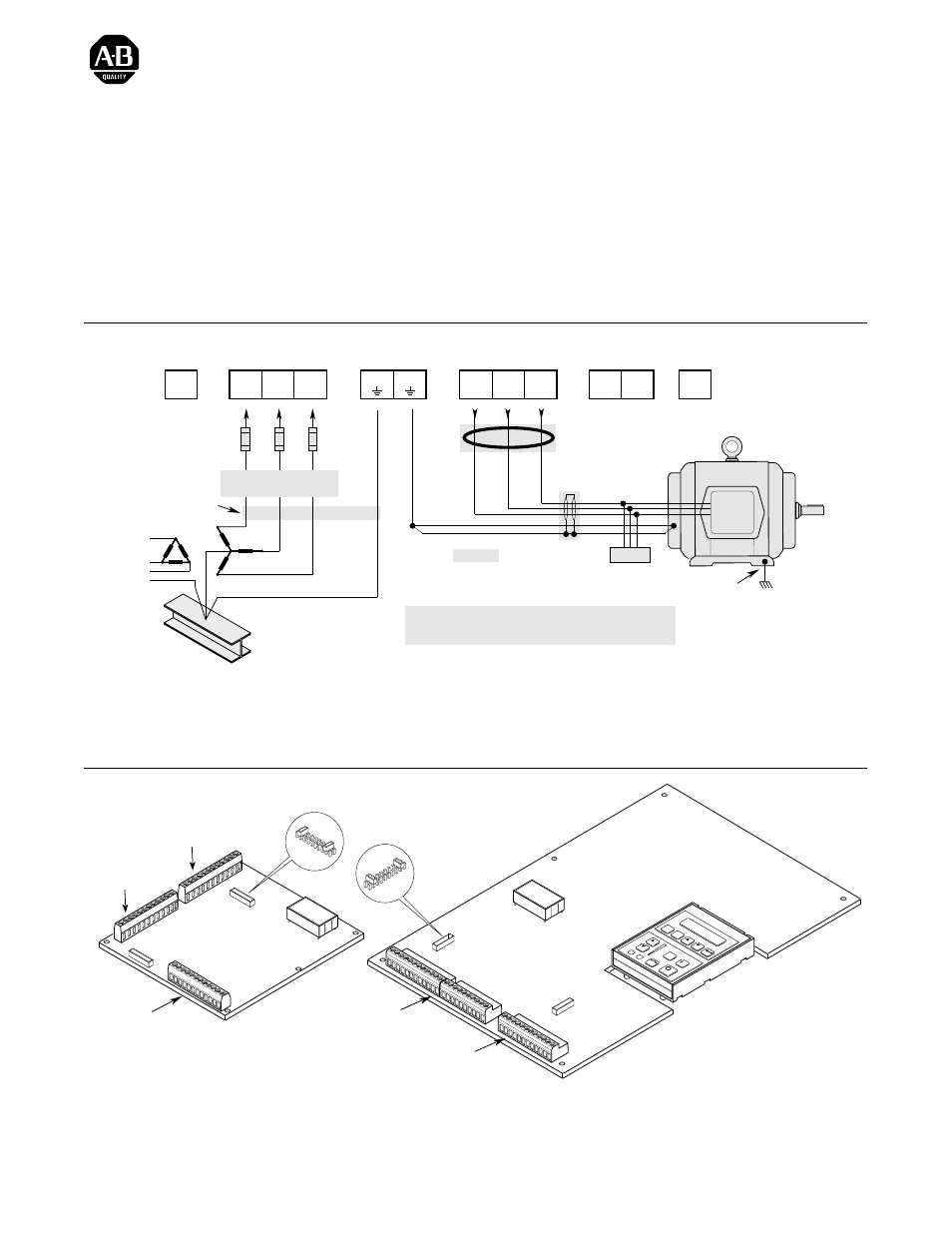 1336 impact kurzanleitung, Verdrahtung der netzanschlüsse – tb1, Brückenpositionen | Alle anderen baugrößen, Baugröße a1 – a4 | Rockwell Automation 1336E IMPACT Quick Start Guide User Manual | Page 11 / 68