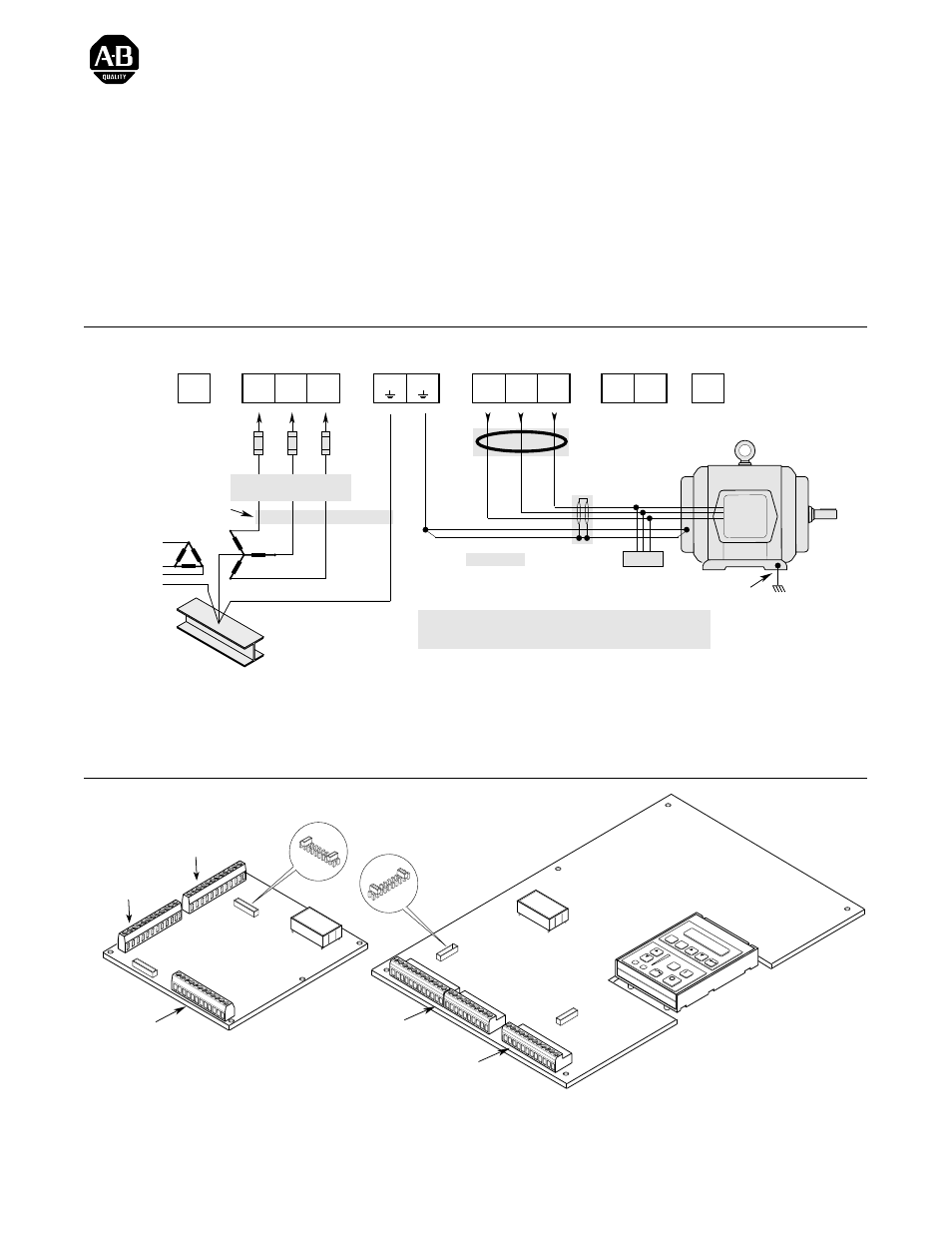 1336 impact guida all’avviamento rapido, Cablaggio – tb1, Posizione dei ponticelli | Cablaggio – tb1 posizione dei ponticelli, Tutti gli altri telai, Telai a1 – a4 | Rockwell Automation 1336E IMPACT Quick Start Guide User Manual | Page 35 / 68