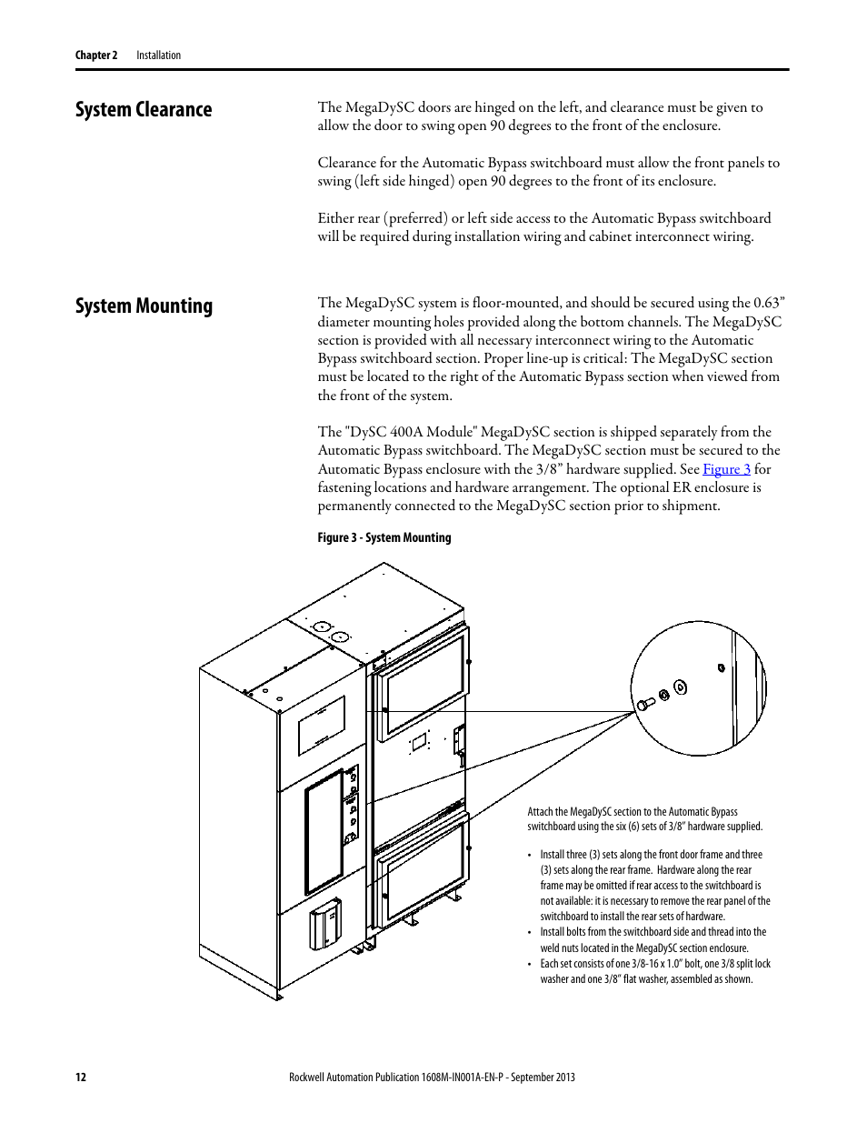 System clearance, System mounting, Figure 3 - system mounting | System clearance system mounting | Rockwell Automation 1608M MegaDySC Installation Instructions 400 A User Manual | Page 10 / 24