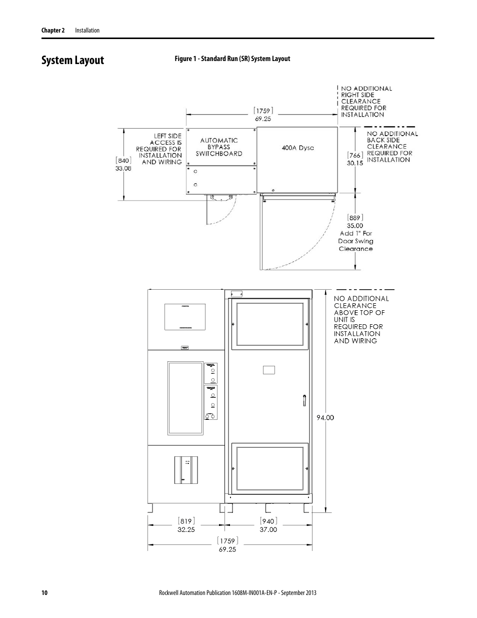 System layout, Figure 1 - standard run (sr) system layout, Ystem layout | Rockwell Automation 1608M MegaDySC Installation Instructions 400 A User Manual | Page 8 / 24