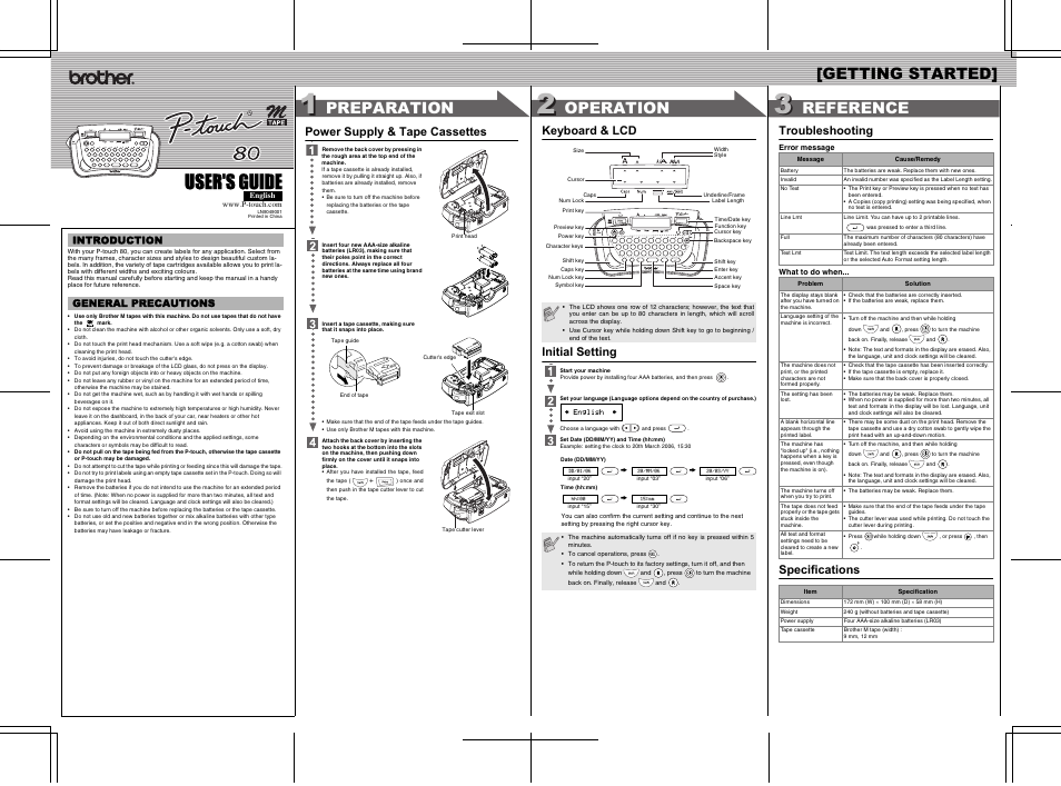 Brother P-TOUCH LN9049001 User Manual | 2 pages