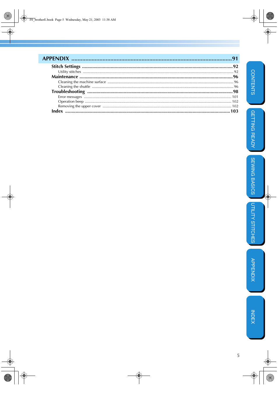 Appendix | Brother NX-200 User Manual | Page 11 / 111