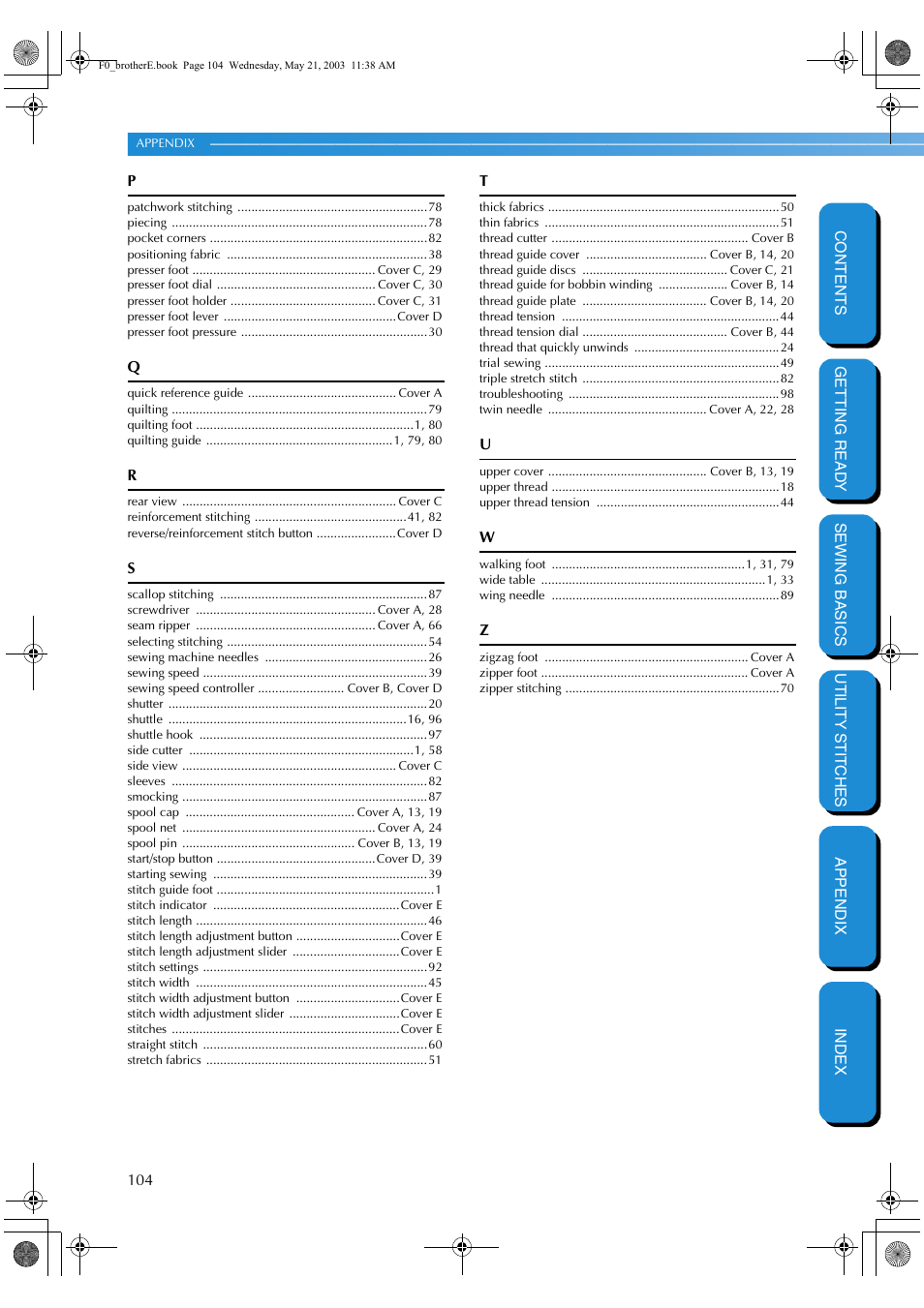 Brother NX-200 User Manual | Page 110 / 111
