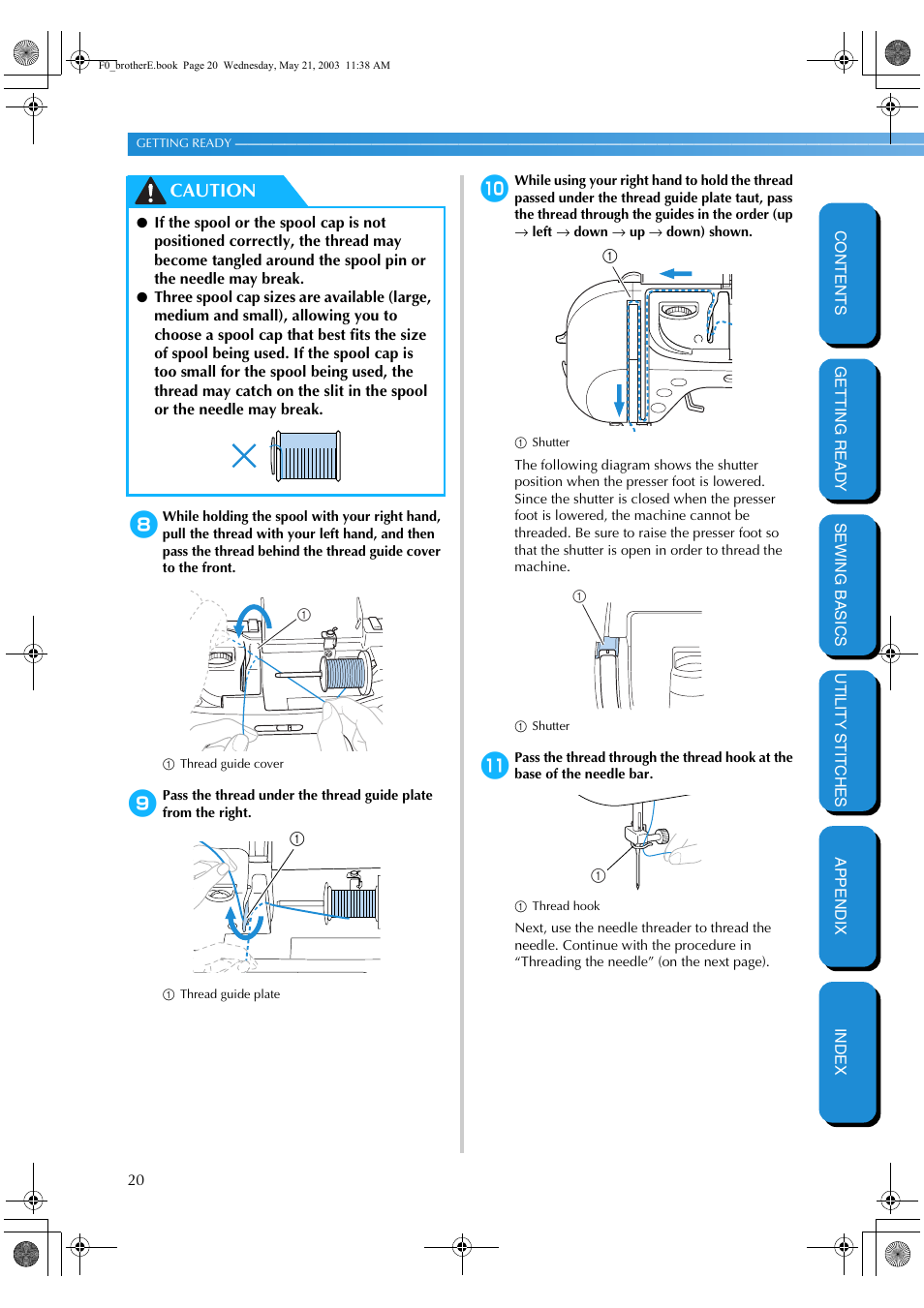 Caution | Brother NX-200 User Manual | Page 26 / 111