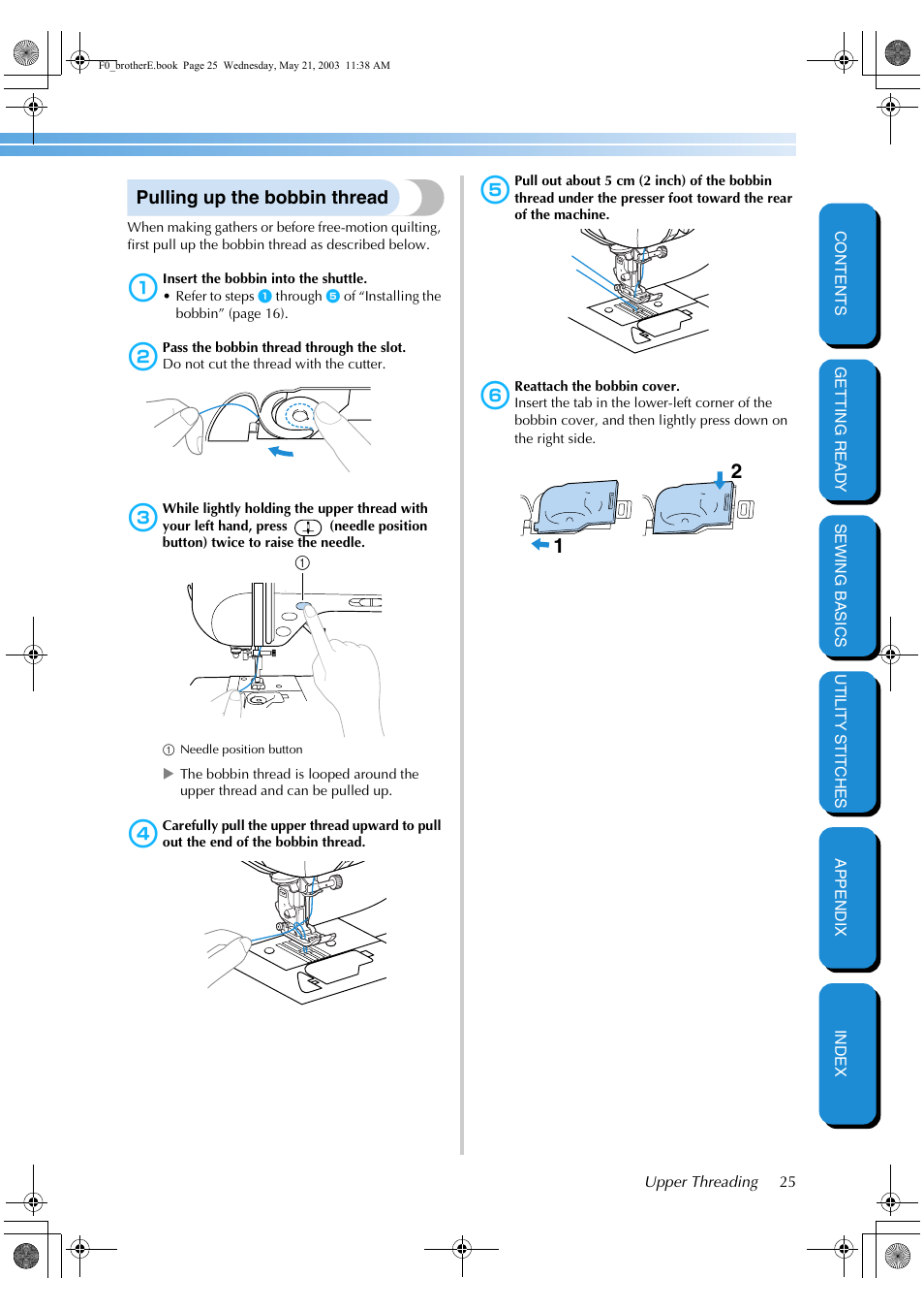 Pulling up the bobbin thread | Brother NX-200 User Manual | Page 31 / 111