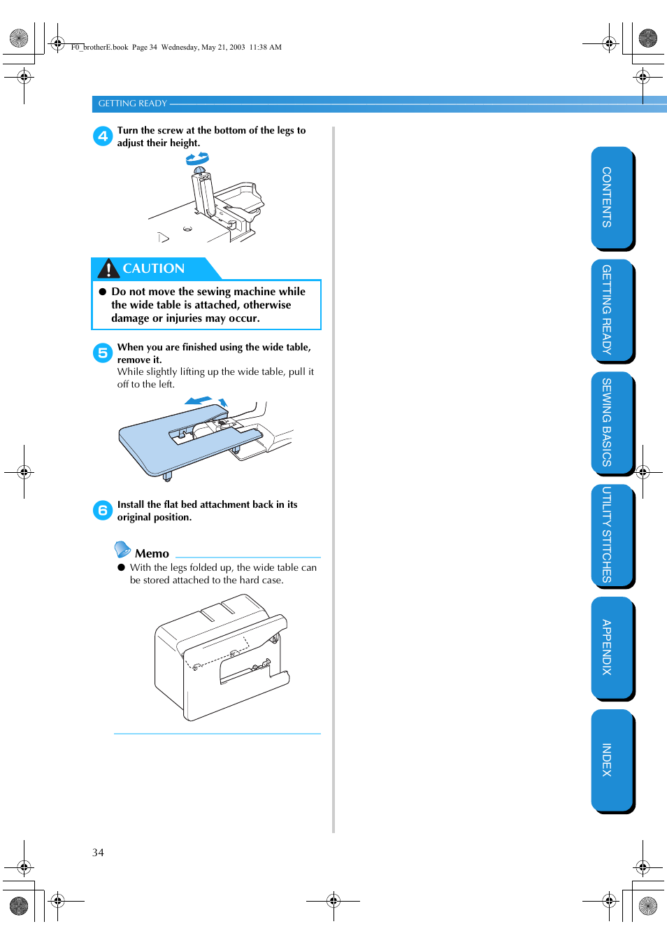 Caution | Brother NX-200 User Manual | Page 40 / 111