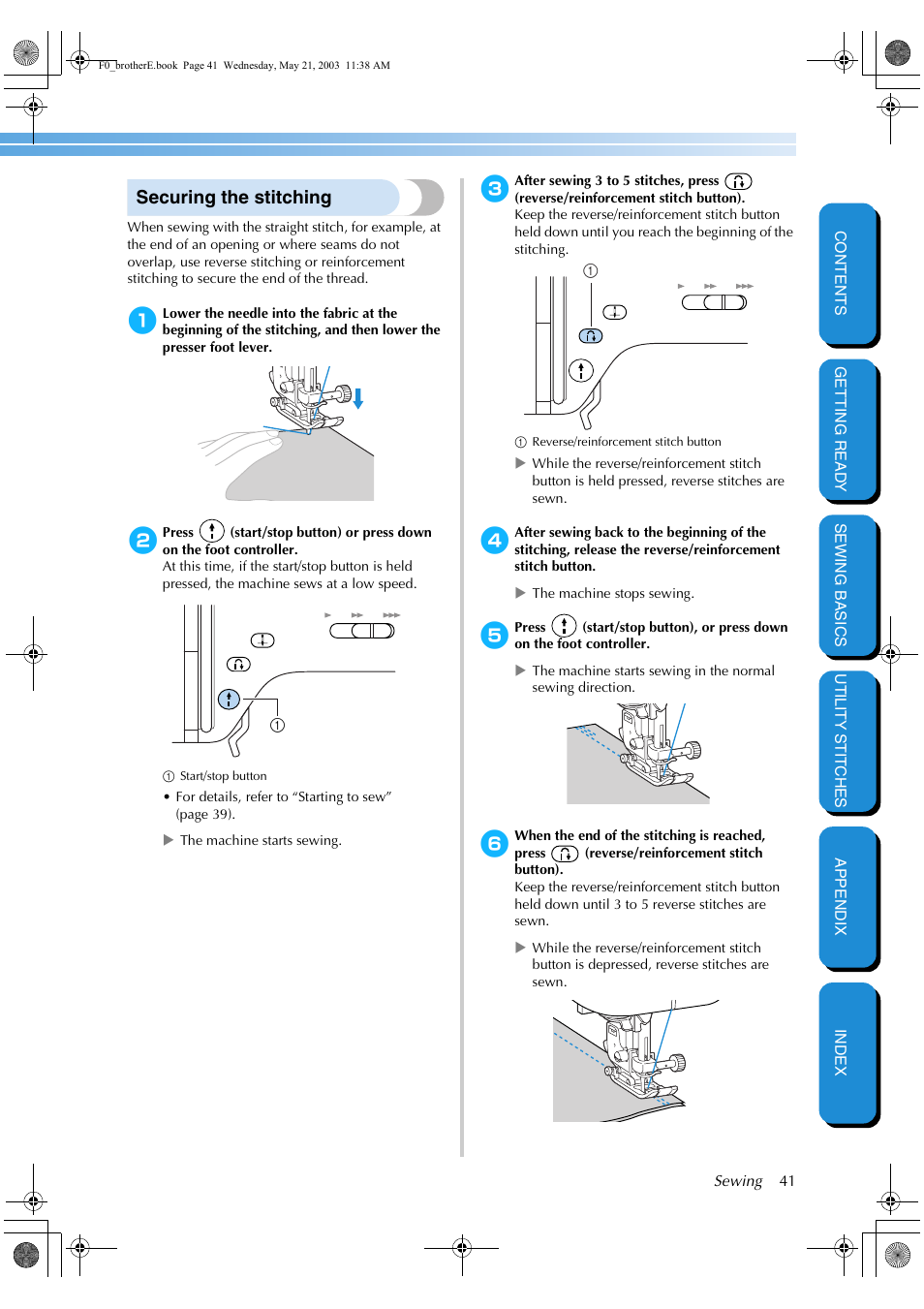 Securing the stitching | Brother NX-200 User Manual | Page 47 / 111