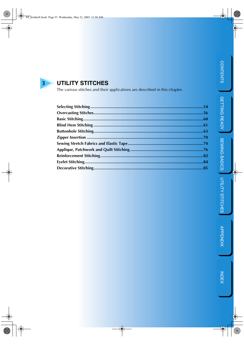 Utility stitches | Brother NX-200 User Manual | Page 59 / 111