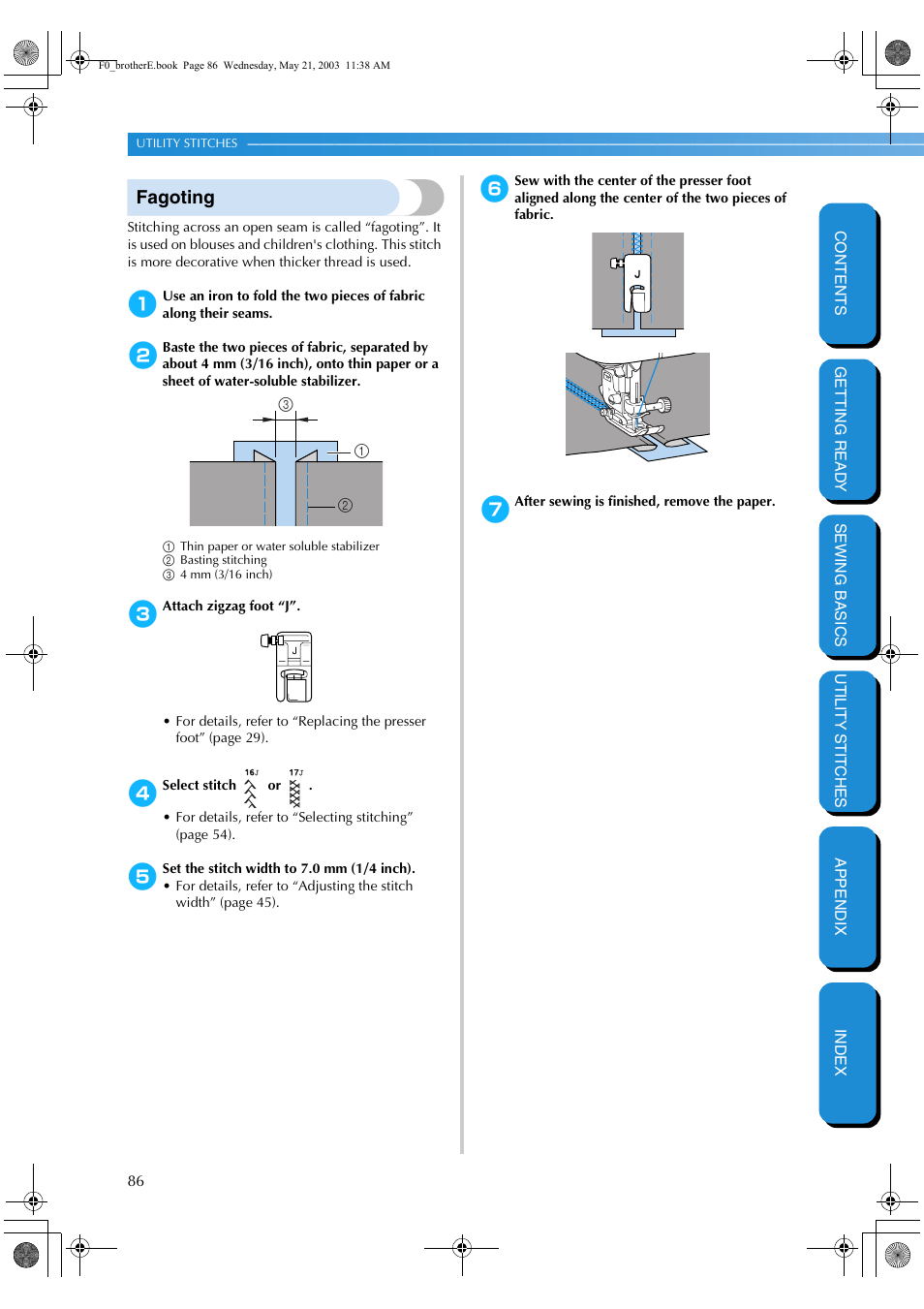 Fagoting | Brother NX-200 User Manual | Page 92 / 111