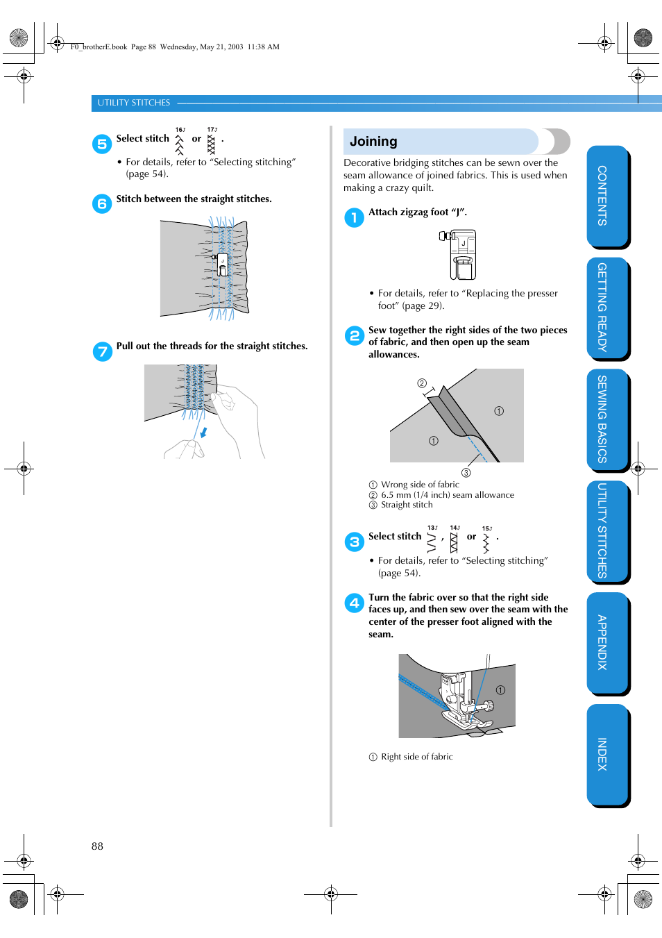 Joining | Brother NX-200 User Manual | Page 94 / 111