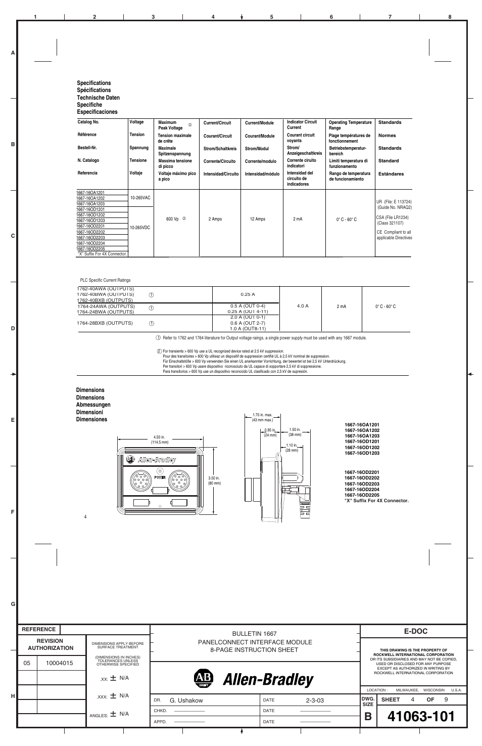 E-doc | Rockwell Automation 1667-16OD2205 PanelConnect Interface Module User Manual | Page 4 / 8