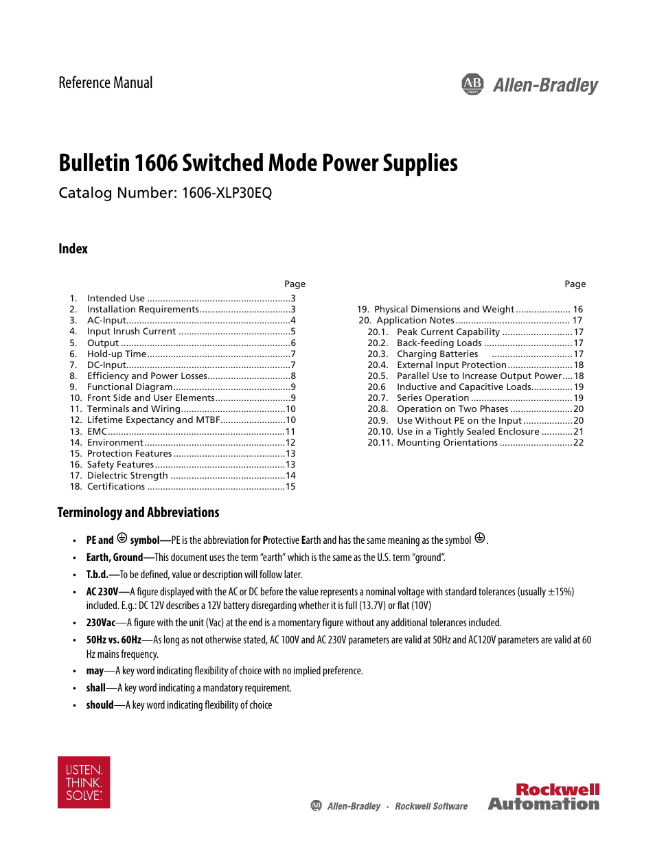 Rockwell Automation 1606-XLP30EQ Power Supply Reference Manual User Manual | 24 pages