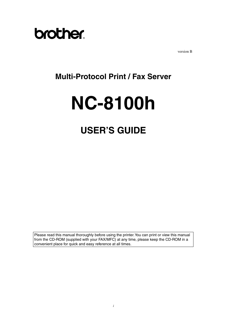 Brother NC8100H User Manual | 181 pages