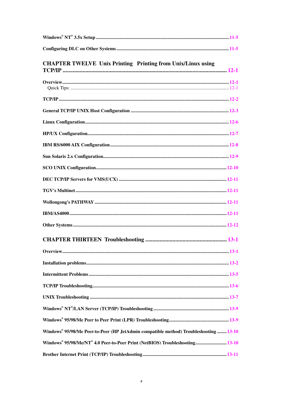 Chapter thirteen troubleshooting -1 | Brother NC8100H User Manual | Page 10 / 181
