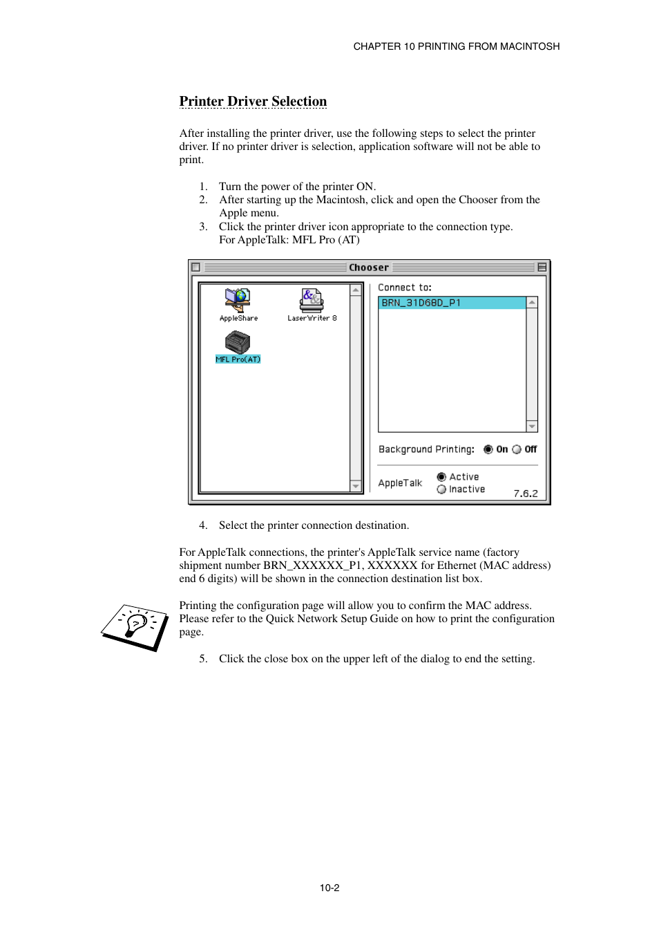 Printer driver selection | Brother NC8100H User Manual | Page 107 / 181