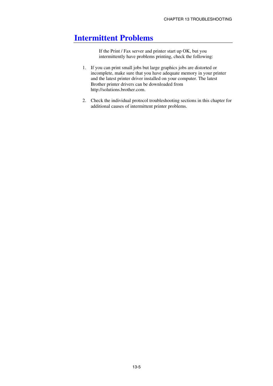 Intermittent problems | Brother NC8100H User Manual | Page 131 / 181