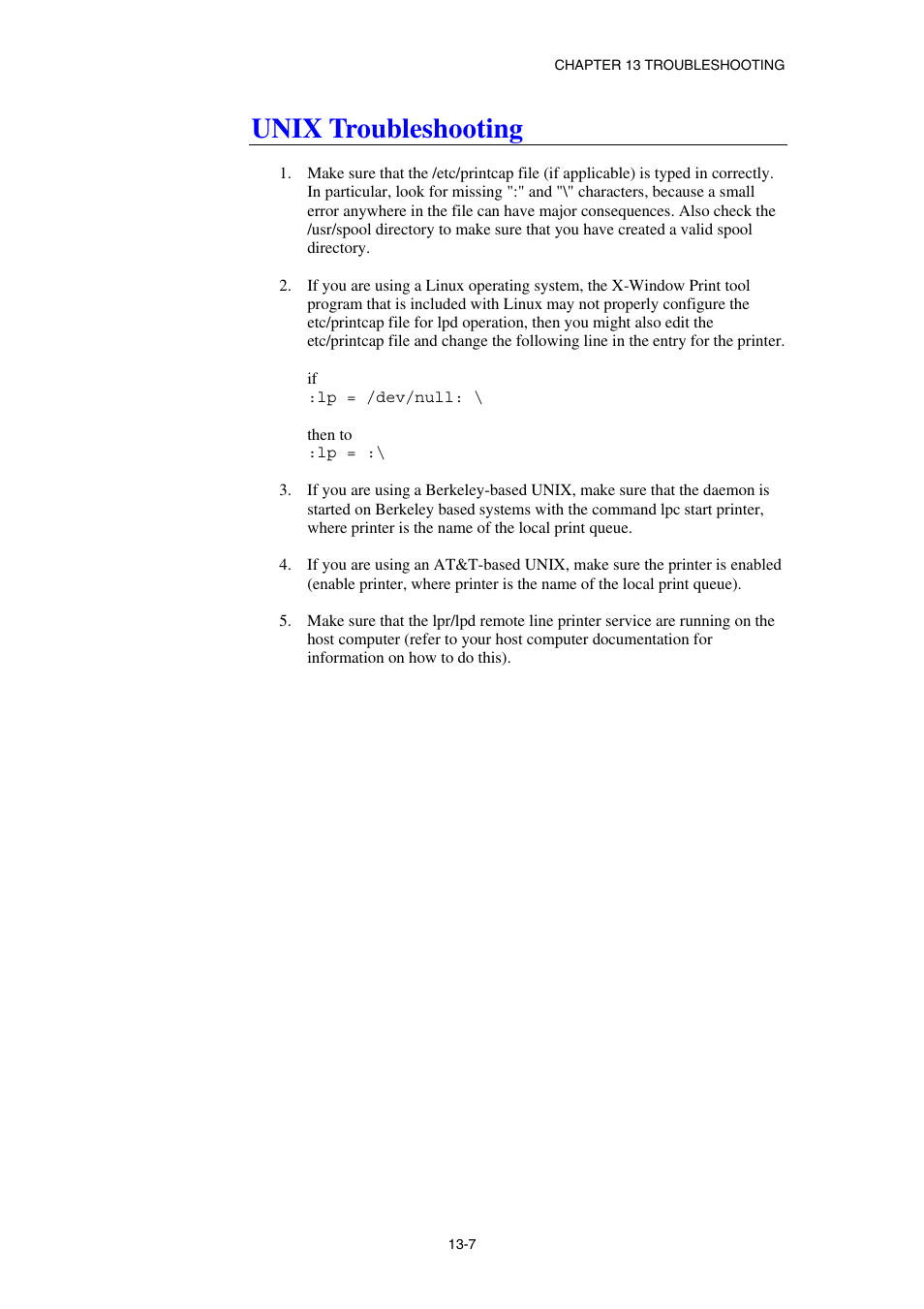 Unix troubleshooting | Brother NC8100H User Manual | Page 133 / 181