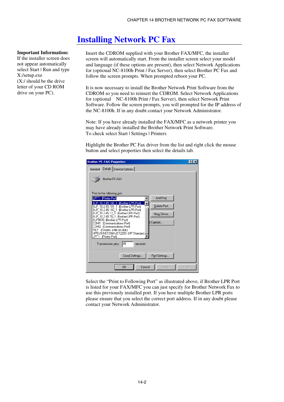 Installing network pc fax | Brother NC8100H User Manual | Page 144 / 181