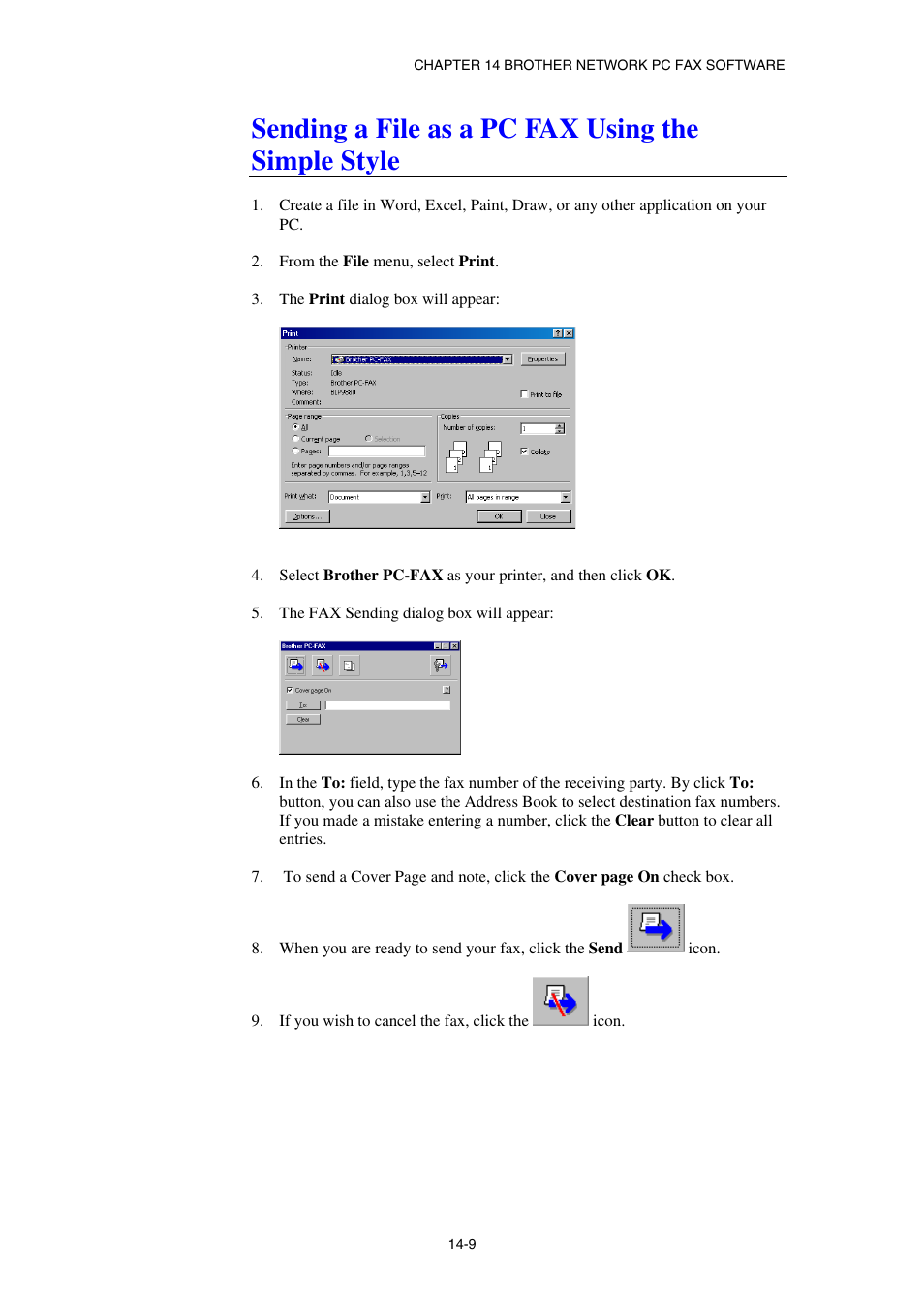 Sending a file as a pc fax using the simple style | Brother NC8100H User Manual | Page 151 / 181