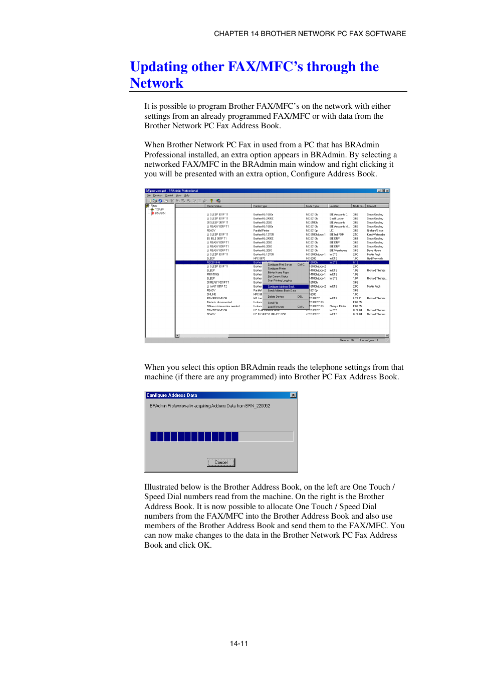 Updating other fax/mfc’s through the network | Brother NC8100H User Manual | Page 153 / 181