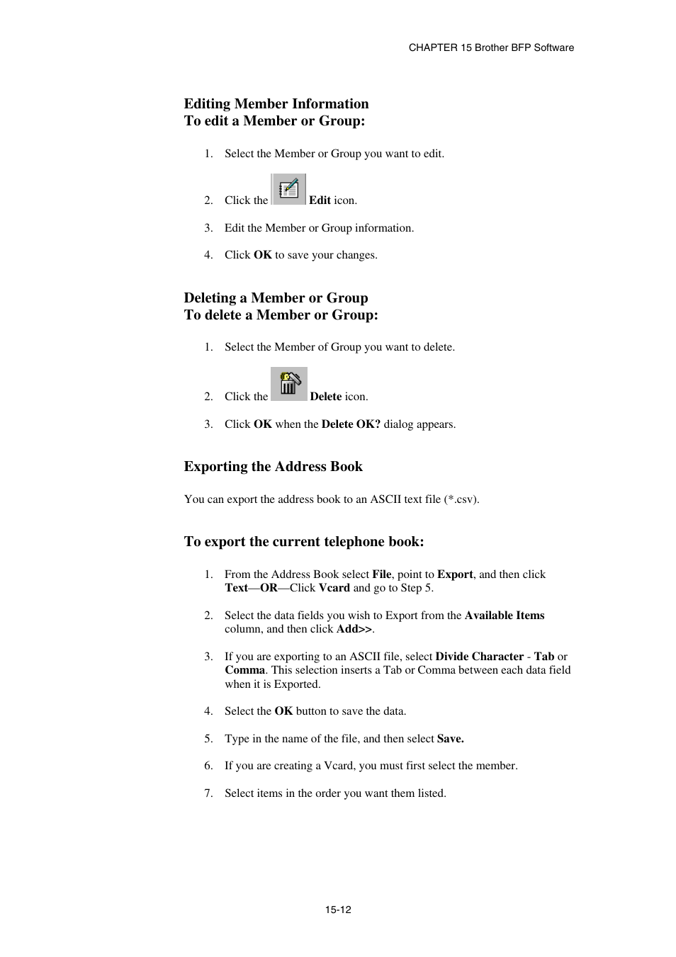 Exporting the address book | Brother NC8100H User Manual | Page 168 / 181