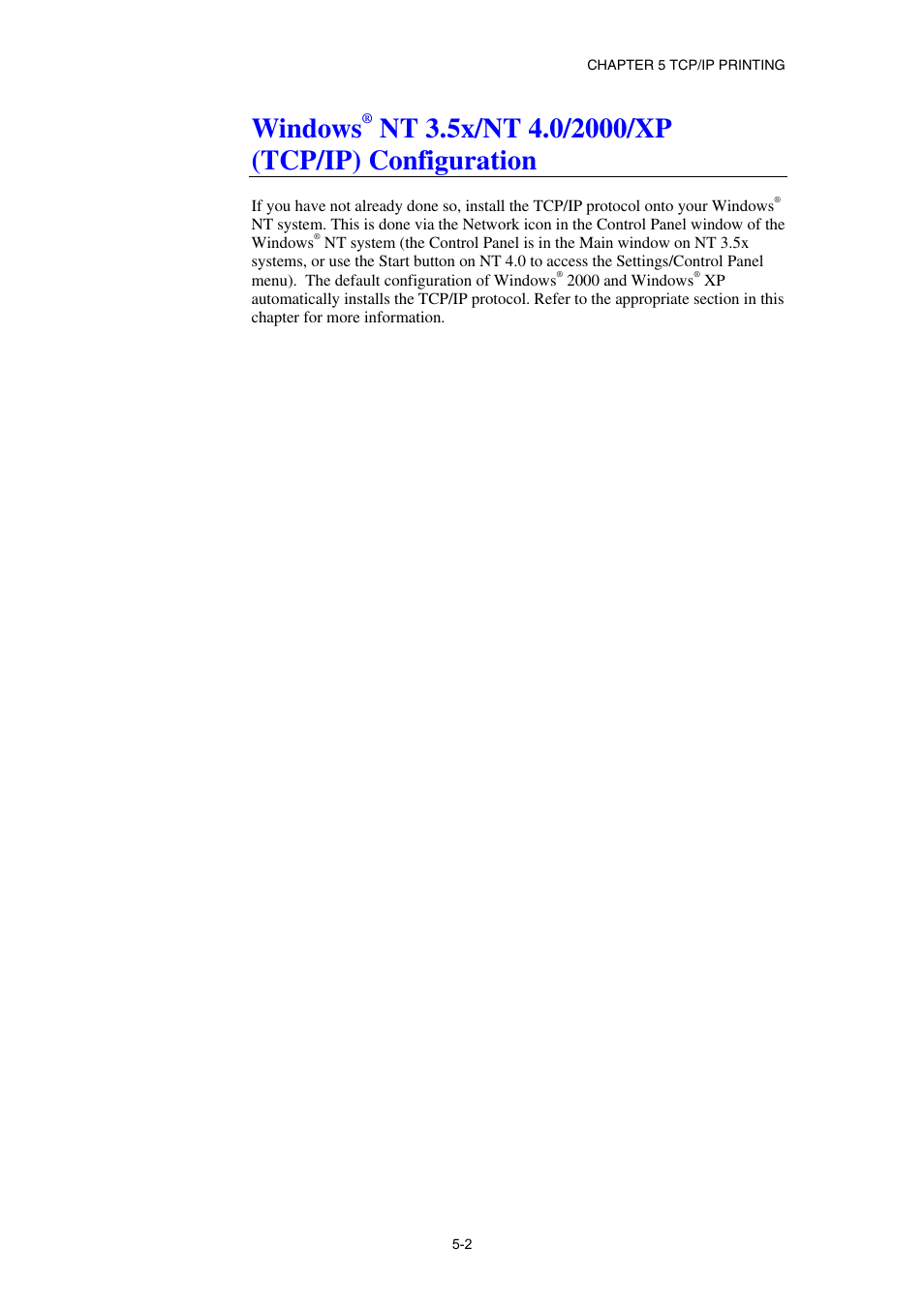 Windows, Nt 3.5x/nt 4.0/2000/xp (tcp/ip) configuration | Brother NC8100H User Manual | Page 57 / 181
