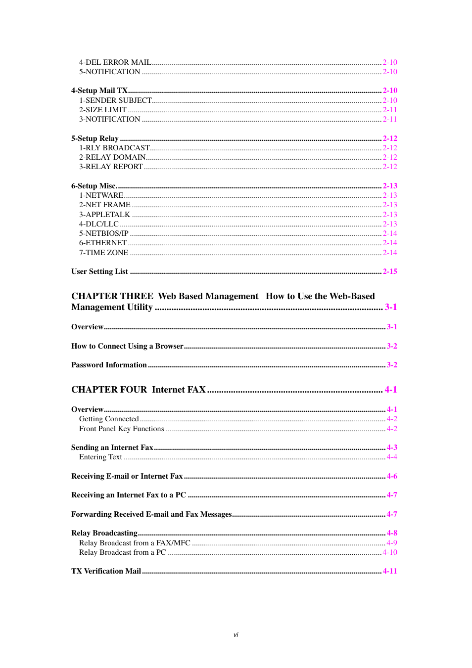 Chapter four internet fax -1 | Brother NC8100H User Manual | Page 6 / 181