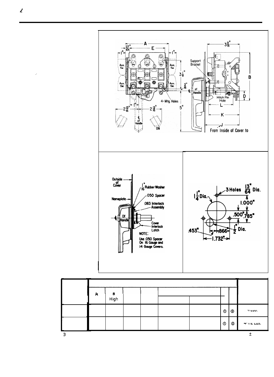 30 ampere and 60 ampere size installation, 60 ampere size, Side view top (outside) view | Rockwell Automation 1494R Rod Operated Disconnect Switches 30 Through 200 Ampere Frame Sizes - Instr. User Manual | Page 2 / 6