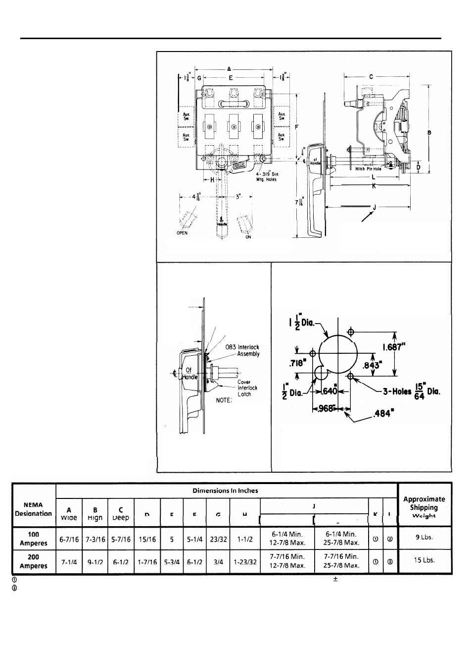 100 ampere and 200 ampere size installation, 200 ampere size | Rockwell Automation 1494R Rod Operated Disconnect Switches 30 Through 200 Ampere Frame Sizes - Instr. User Manual | Page 4 / 6