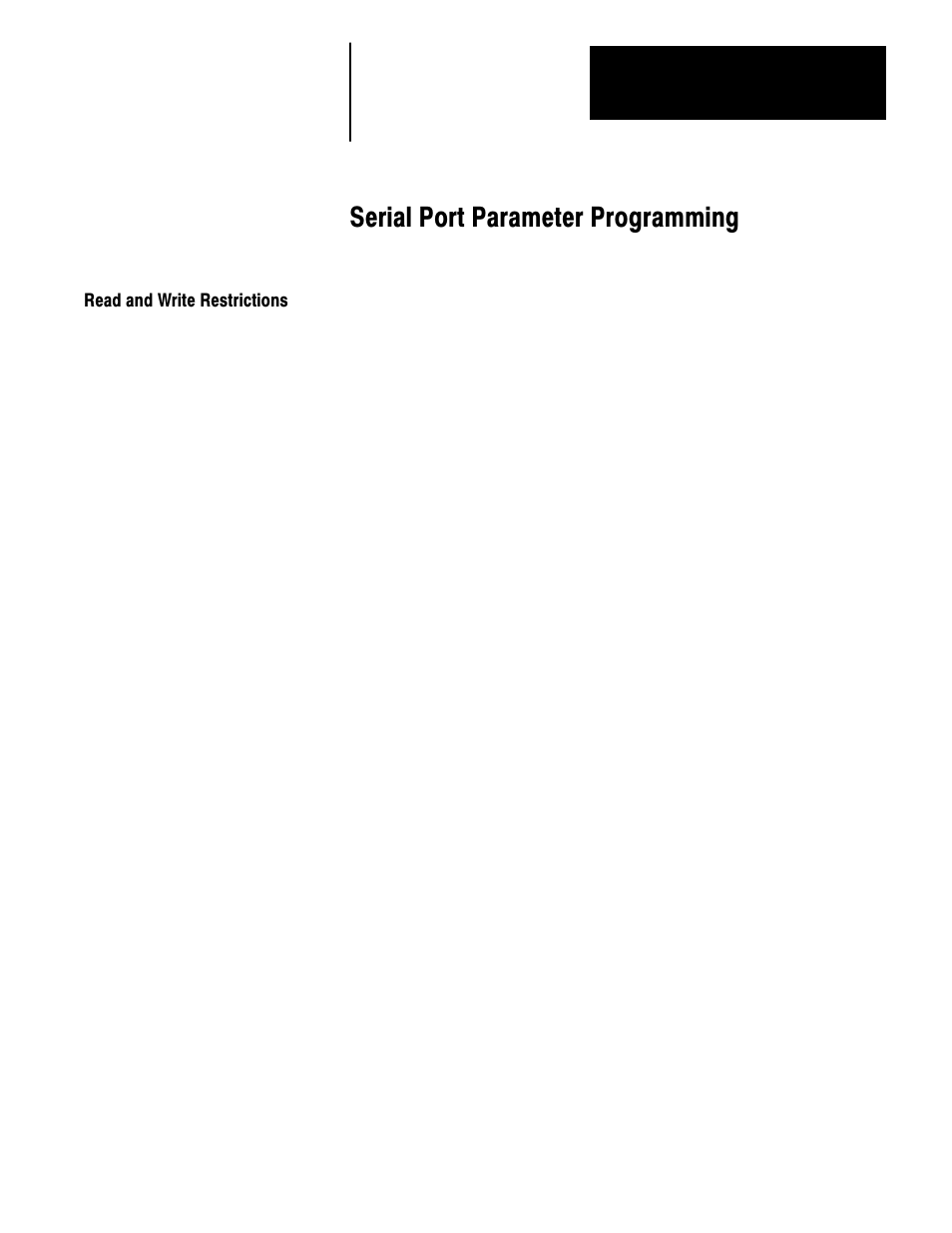 2 - serial port parameter programming, Serial port parameter programming | Rockwell Automation 1336VT AC DRIVE 5-300AMP (2-160KW) PROGRAMMING MANUAL User Manual | Page 14 / 87